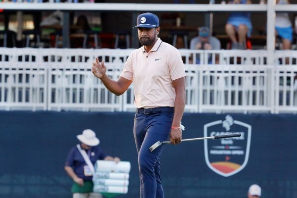 Finau sinks 6 birdies, tied atop Houston after 65